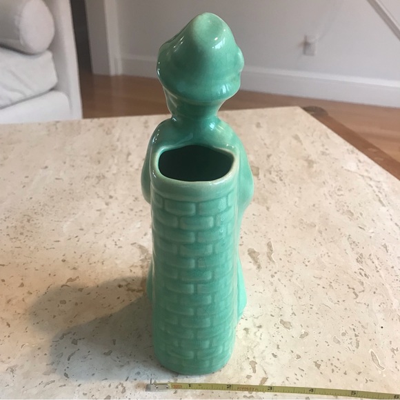 Vintage Little Boy Green Ceramic Planter or Small Vase. Measures 8.5”x4”x3”. - Picture 6 of 17